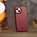 ICarer CE Oil Wax Premium Leather Folio Case skórzane etui iPhone 14 Plus z klapką magnetyczne MagSafe czerwony (AKI14220707-RD)