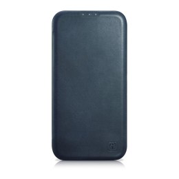 ICarer CE Oil Wax Premium Leather Folio Case skórzane etui iPhone 14 Plus z klapką magnetyczne MagSafe niebieski (AKI14220707-BU