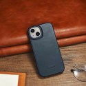 ICarer CE Oil Wax Premium Leather Folio Case skórzane etui iPhone 14 Plus z klapką magnetyczne MagSafe niebieski (AKI14220707-BU
