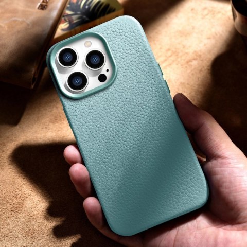 ICarer Litchi Premium Leather Case skórzane etui iPhone 14 Pro magnetyczne z MagSafe zielony (WMI14220710-GN)