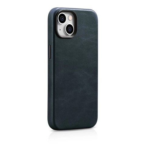 ICarer Oil Wax Premium Leather Case skórzane etui iPhone 14 Plus magnetyczne z MagSafe ciemnoniebieski (WMI14220703-BU)