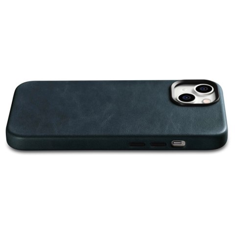 ICarer Oil Wax Premium Leather Case skórzane etui iPhone 14 Plus magnetyczne z MagSafe ciemnoniebieski (WMI14220703-BU)