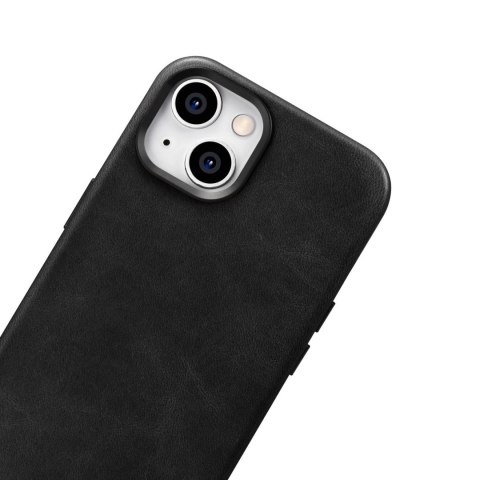 ICarer Oil Wax Premium Leather Case skórzane etui iPhone 14 Plus magnetyczne z MagSafe czarny (WMI14220703-BK)