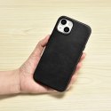 ICarer Oil Wax Premium Leather Case skórzane etui iPhone 14 Plus magnetyczne z MagSafe czarny (WMI14220703-BK)