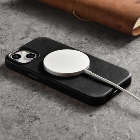ICarer Oil Wax Premium Leather Case skórzane etui iPhone 14 Plus magnetyczne z MagSafe czarny (WMI14220703-BK)