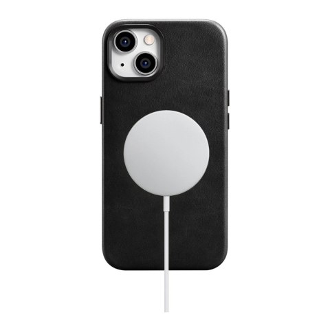 ICarer Oil Wax Premium Leather Case skórzane etui iPhone 14 Plus magnetyczne z MagSafe czarny (WMI14220703-BK)