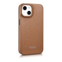 ICarer CE Premium Leather Folio Case skórzane etui iPhone 14 Plus z klapką magnetyczne MagSafe brązowy (WMI14220715-BN)
