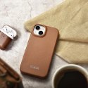 ICarer CE Premium Leather Folio Case skórzane etui iPhone 14 Plus z klapką magnetyczne MagSafe brązowy (WMI14220715-BN)