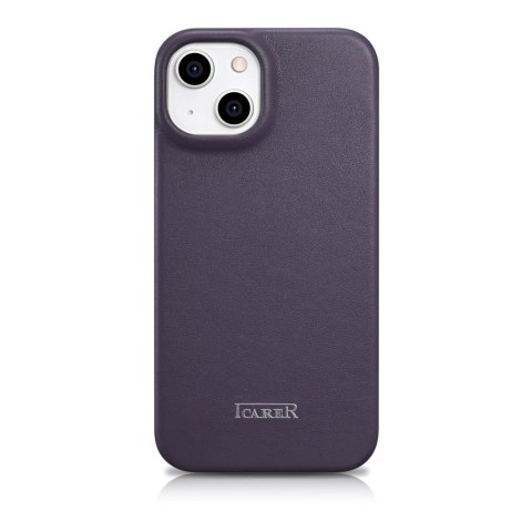 ICarer CE Premium Leather Folio Case skórzane etui iPhone 14 Plus z klapką magnetyczne MagSafe ciemnofioletowy (WMI14220715-DP)
