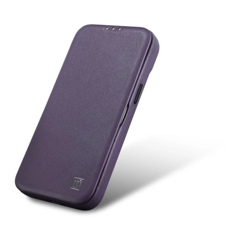 ICarer CE Premium Leather Folio Case skórzane etui iPhone 14 Plus z klapką magnetyczne MagSafe ciemnofioletowy (WMI14220715-DP)