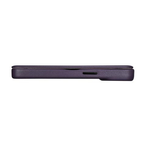 ICarer CE Premium Leather Folio Case skórzane etui iPhone 14 Plus z klapką magnetyczne MagSafe ciemnofioletowy (WMI14220715-DP)