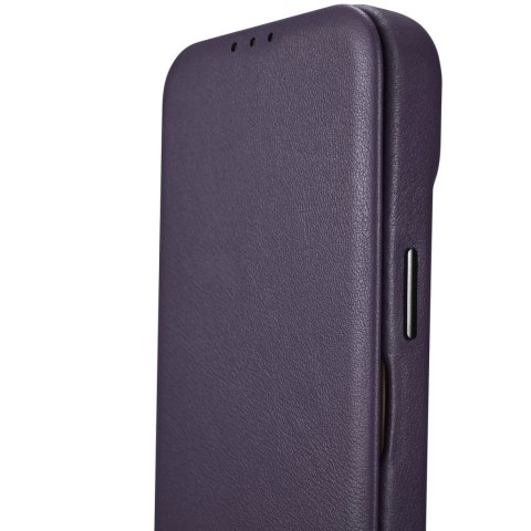 ICarer CE Premium Leather Folio Case skórzane etui iPhone 14 Plus z klapką magnetyczne MagSafe ciemnofioletowy (WMI14220715-DP)