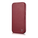 ICarer CE Premium Leather Folio Case skórzane etui iPhone 14 Plus z klapką magnetyczne MagSafe czerwony (WMI14220715-RD)