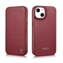 ICarer CE Premium Leather Folio Case skórzane etui iPhone 14 Plus z klapką magnetyczne MagSafe czerwony (WMI14220715-RD)