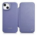 ICarer CE Premium Leather Folio Case skórzane etui iPhone 14 Plus z klapką magnetyczne MagSafe jasnofioletowy (WMI14220715-LP)
