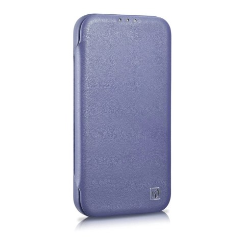 ICarer CE Premium Leather Folio Case skórzane etui iPhone 14 Plus z klapką magnetyczne MagSafe jasnofioletowy (WMI14220715-LP)