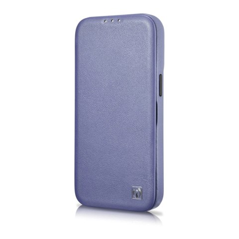 ICarer CE Premium Leather Folio Case skórzane etui iPhone 14 Plus z klapką magnetyczne MagSafe jasnofioletowy (WMI14220715-LP)