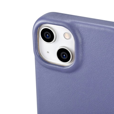 ICarer CE Premium Leather Folio Case skórzane etui iPhone 14 Plus z klapką magnetyczne MagSafe jasnofioletowy (WMI14220715-LP)