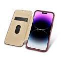 ICarer CE Premium Leather Folio Case skórzane etui iPhone 14 Pro Max z klapką magnetyczne MagSafe czerwony (WMI14220716-RD)