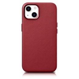 ICarer Case Leather pokrowiec etui z naturalnej skóry do iPhone 14 Plus czerwony (kompatybilne z MagSafe)
