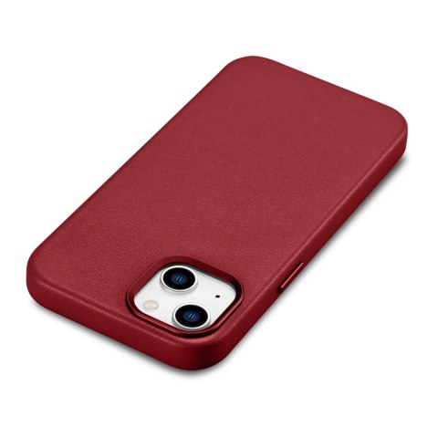 ICarer Case Leather pokrowiec etui z naturalnej skóry do iPhone 14 Plus czerwony (kompatybilne z MagSafe)