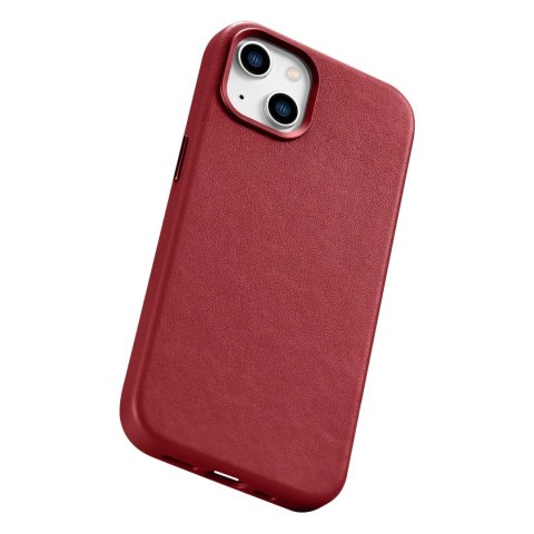 ICarer Case Leather pokrowiec etui z naturalnej skóry do iPhone 14 Plus czerwony (kompatybilne z MagSafe)