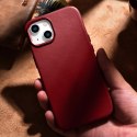 ICarer Case Leather pokrowiec etui z naturalnej skóry do iPhone 14 Plus czerwony (kompatybilne z MagSafe)