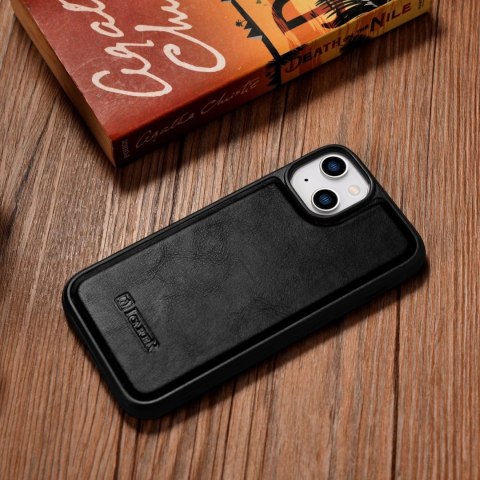 ICarer Leather Oil Wax etui pokryte naturalną skórą do iPhone 14 Plus czarny (WMI14220719-BK)
