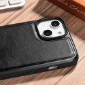 ICarer Leather Oil Wax etui pokryte naturalną skórą do iPhone 14 Plus czarny (WMI14220719-BK)