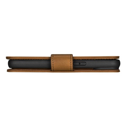 ICarer Oil Wax Wallet Case 2in1 etui iPhone 14 Plus skórzany pokrowiec z klapką Anti-RFID brązowy (WMI14220723-TN)