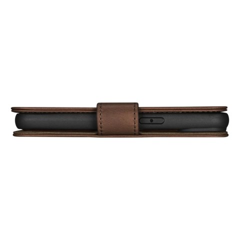 ICarer Oil Wax Wallet Case 2in1 etui iPhone 14 Pro skórzany pokrowiec z klapką Anti-RFID brązowy (WMI14220722-BN)