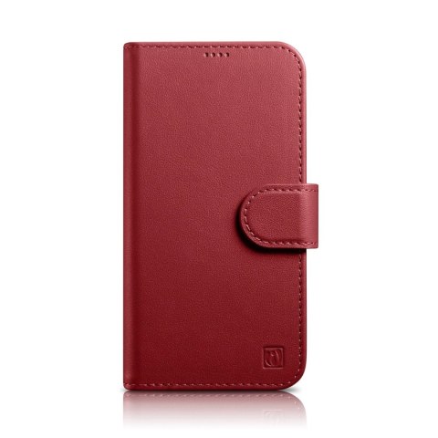 ICarer Wallet Case 2in1 etui iPhone 14 Plus skórzany pokrowiec z klapką Anti-RFID czerwony (WMI14220727-RD)
