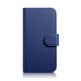 ICarer Wallet Case 2in1 etui iPhone 14 Plus skórzany pokrowiec z klapką Anti-RFID niebieski (WMI14220727-BU)