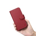 ICarer Wallet Case 2in1 etui iPhone 14 Pro Max skórzany pokrowiec z klapką Anti-RFID czerwony (WMI14220728-RD)