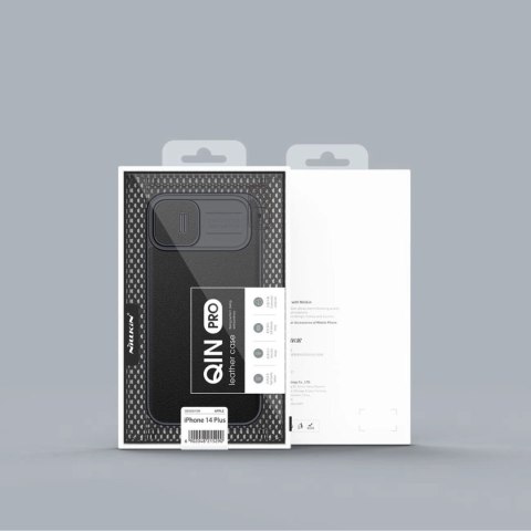 Nillkin Qin Cloth Pro Case etui do iPhone 14 Plus osłona na aparat kabura pokrowiec obudowa z klapką niebieski