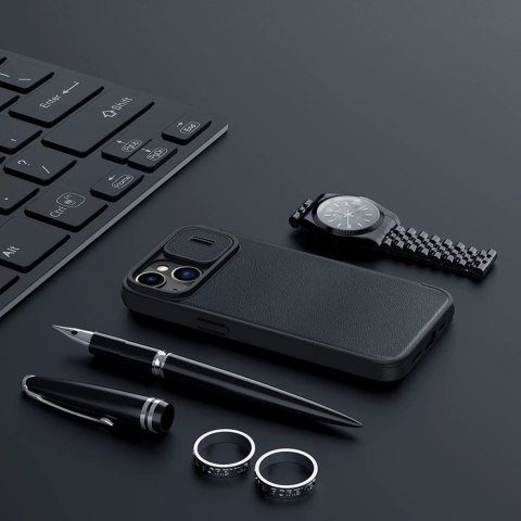 Nillkin Qin Cloth Pro Case etui do iPhone 14 Plus osłona na aparat kabura pokrowiec obudowa z klapką niebieski