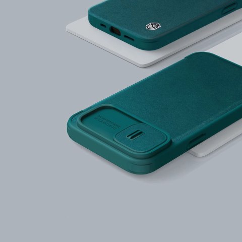 Nillkin Qin Cloth Pro Case etui do iPhone 14 Plus osłona na aparat kabura pokrowiec obudowa z klapką niebieski