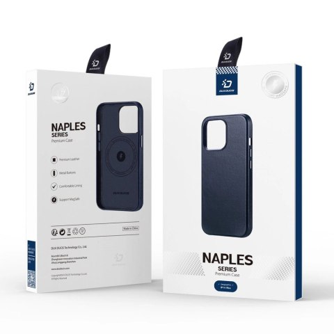 Dux Ducis Naples etui iPhone 14 Plus magnetyczny skórzany pokrowiec MagSafe niebieskie