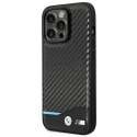 Etui BMW Leather Carbon na iPhone 14 Pro - czarne