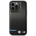 Etui BMW Leather Carbon na iPhone 14 Pro - czarne