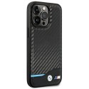 Etui BMW Leather Carbon na iPhone 14 Pro - czarne