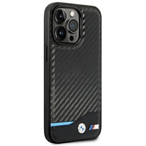 Etui BMW Leather Carbon na iPhone 14 Pro - czarne