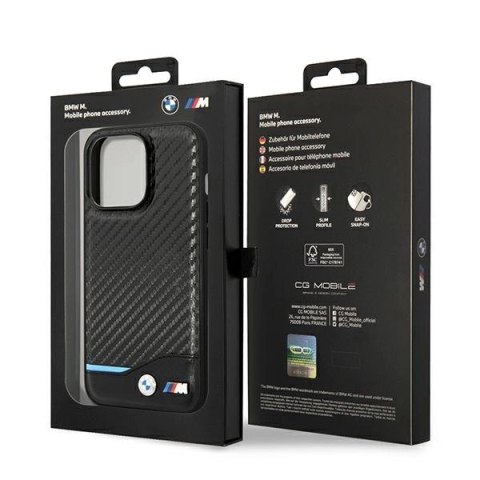 Etui BMW Leather Carbon na iPhone 14 Pro - czarne