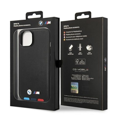 Etui BMW Leather Stamp Tricolor na iPhone 14 Plus - czarne