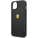 Etui Ferrari Leather Stamp Sides na iPhone 14 Plus - czarne