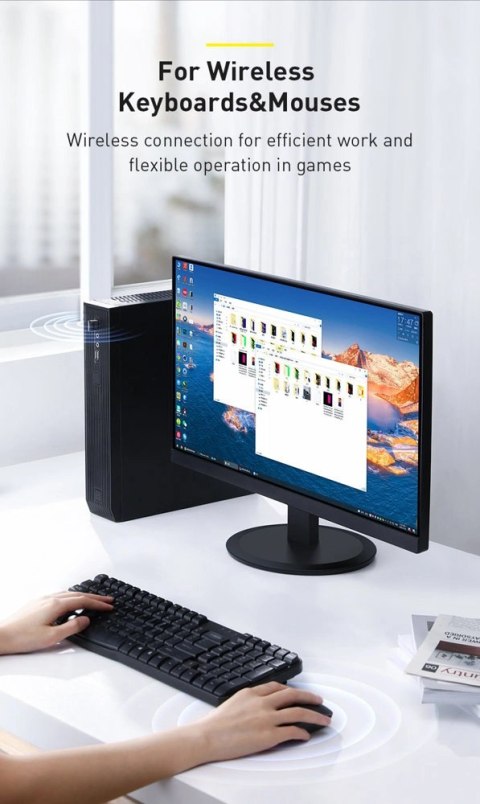 Baseus BA04 mini adapter Bluetooth 5.0 USB odbiornik nadajnik do komputera czarny (ZJBA000001)