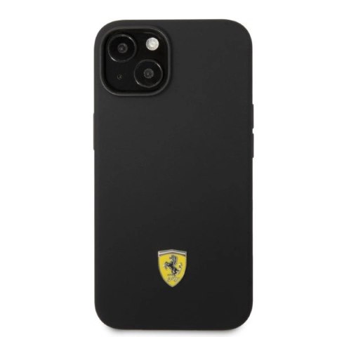 Etui Ferrari Silicone Metal Logo Magsafe na iPhone 14 - czarne