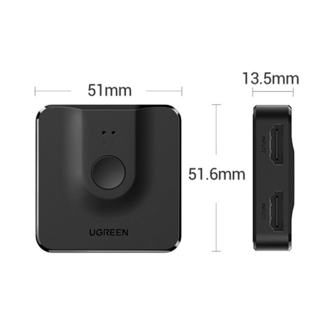 Ugreen switch przełącznik rozdzielacz HDMI - 2x HDMI 4K 60Hz czarny (CM217)
