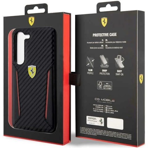 Etui Ferrari Carbon Contrast Edges na Samsung Galaxy S23+ - czarne
