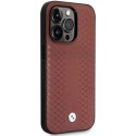 Etui BMW Leather Diamond Pattern na iPhone 14 Pro - burgundowe